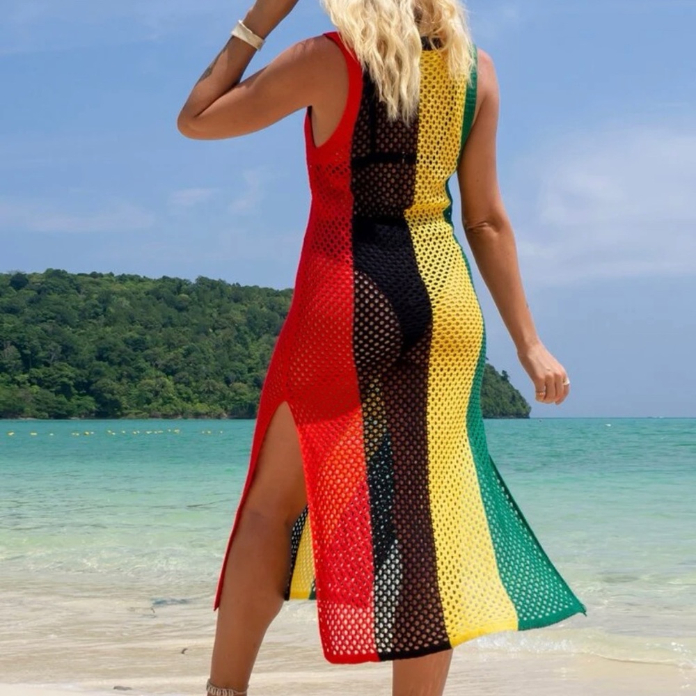 Jamaican Rasta Crochet Coverup